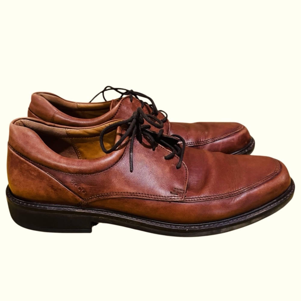 Men's Ecco Brown Leather Lace up Oxford Shoes size 13